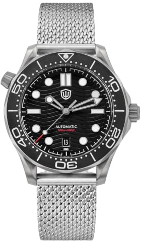 watchdives WD007 42mm Titanium NTTD Taucheruhr, PT5000 Automatikuhren 42mm Gewölbtes Saphirglas Armbanduhr 200m wasserdichte Uhr