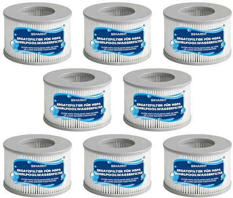 8 Stück Ersatz Filterkartusche für MSPA Filter – Ersatz Filter Kompatibel mit Whirlpool MSPA Modellen ab 2020 – Filterkartusche Wasserfilter für Aufblasbare Pools, Whirlpools und Spas