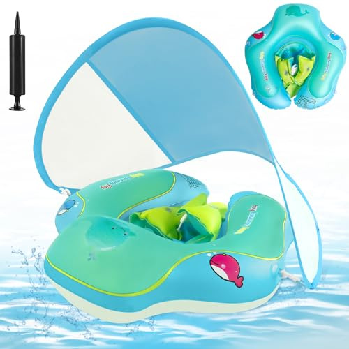 XUNIVERS Flotteur de Piscine pour Bébé,Bouee Bebe avec Pare Soleil,siège de Natation Gonflable réglable,Bouée Gonflable pour Enfants Anneau de Natation,Bouee Bebe Piscine pour Enfants de 6 à 36 Mois