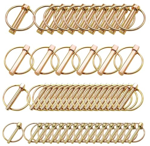 Taiss 50 Stück klappsplinte Sortiment. 4.5mm/6mm/8mm/11mm | Linch-Pins mit Federring, PTO-Splints für Traktoren, Anhänger, LKW, Rasenmäher und Landwirtschaft