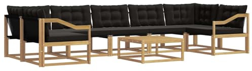 vidaXL Outdoor-Sofagarnitur 8 pcs Weiß und Schwarz 79 x 79 x 37 cm, Moderne Garten-Sofaset, wetterfeste Möbel, schicke Kollektion, bequemes Loungesofa für die Terrasse