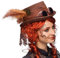 Faschingshut Damen Zylinder Steampunkt mit Brille (braun)
