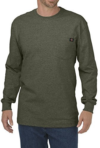 Dickies Men's Long Sleeve Heavyweight Crew Neck T-Shirt, Moss Green, M