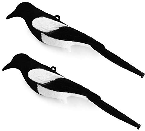 GUGULUZA 2 x beflockte Elster Lockvögel für die Jagd, Vogelfalle