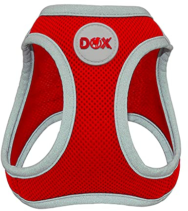 DDOXX Reflektierendes Airmesh Step-In Hundegeschirr - Verstellbare Brust Welpengeschirr für alle Größen - XL (Rot)