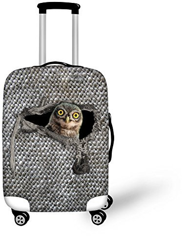 CHAQLIN Graue Tier-Reisegepäckhülle, Trolley-Schutzhülle, passend für 45,7 - 71,1 cm Koffer, eule, L(26-28 cover), Koffer