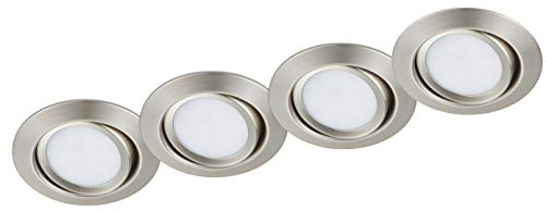 meineWunschleuchte 4er Set Deckeneinbaustrahler rund in Silber matt, Durchmesser Ø 8cm
