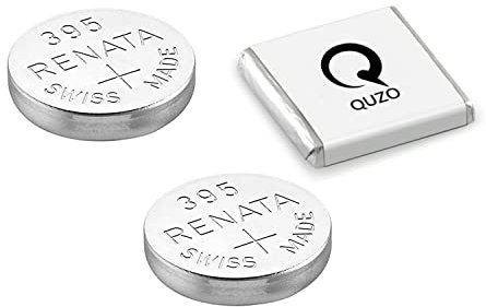 Bundle of 2 x Renata 395 Watch Battery 1.55v SR927SW + Quzo Belgian Chocolate - Official Renata Watch Batteries