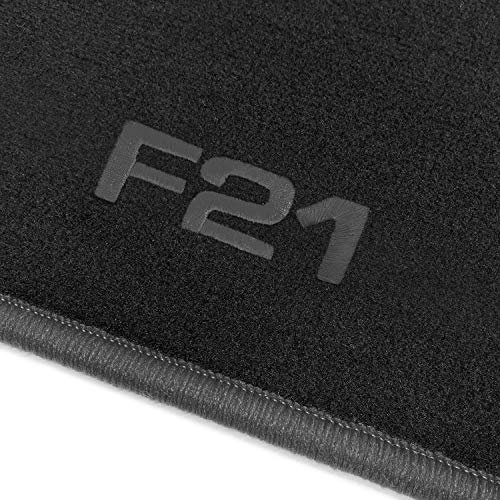 online-fussmatten OFM-Q300_F21-501 Passform Velours-Fußmatten mit Bestickung F21 und Rand in Dunkelgrau