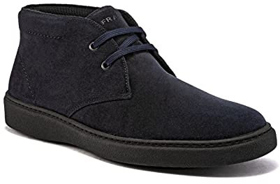 Frau, Stivaletto Casual Uomo in Pelle Scamosciata Colore Blu, Altezza Caviglia, Sottopiede Estraibile in PU e Sughero, Suola in Gomma Molto Flessibile e Antiscivolo, 44, Made in Italy