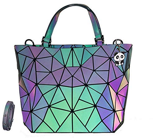 OLOEY Sacs à main et sacs à main géométriques lumineux pour femme - Porte-monnaie holographique réfléchissant - Sac à bandoulière - Sac à dos - Sac de transport chic et élégant