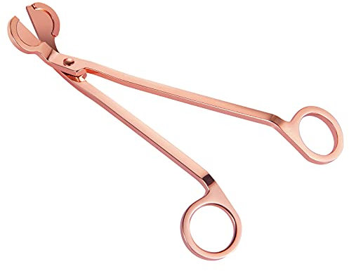Fri4Free Coupe-mèche de bougie, coupe-mèche de bougie, ciseaux coupe-mèche en acier inoxydable pour couper la mèche afin de brûler uniformément, réduit la suie (or rose)