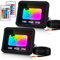 Lospitch 2er 10W RGB Projecteur avec Télécommande, Projecteur Extérieur à Changement de Couleur IP66 Projecteur Étanche, 16 Couleurs 4 Modes, pour Fête Extérieure Halloween Décoration de Jardin