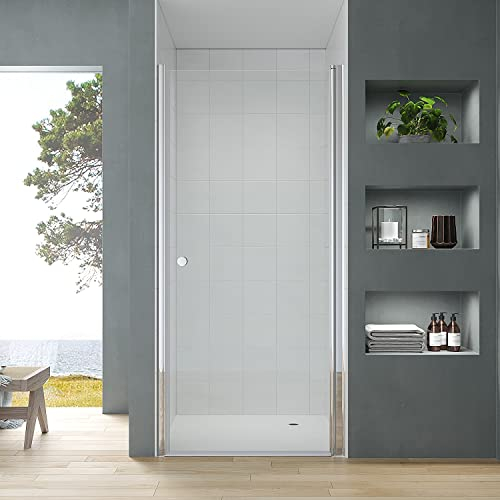 Pendeltür Dusche für Nische 80 cm breit 187 cm hoch Verstellbereich 80-83,5 cm Nischentür Drehtür Schwingtür Glaswand Duschwand Glas Duschabtrennung inkl. Dichtung Magnetdichtung Schwallschutz