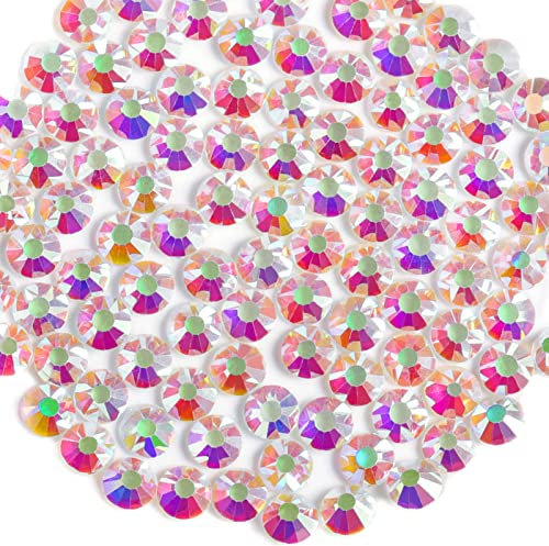Beadsland 1440 Piezas de Diamantes de imitación de Cristal con Parte Trasera Plana,Gemas Redondas para Arte de uñas y Manualidades,Transparente AB,SS16,3.8-4.0 mm