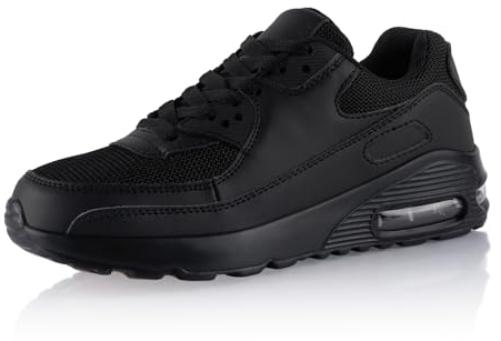 Fusskleidung® Damen Herren Sportschuhe Dämpfung Sneaker leichte Laufschuhe Schwarz Schwarz Braun EU 45