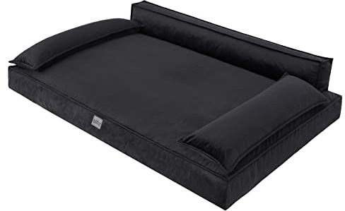 DOGGY Hundebett Haustierbett Hundeliegen Hundecouch Liegen Hundekissen Bett Sofa Hundekorb Tierbett Weich Hundesofa Matratze Schlafplãtze, Schwarz, 78 x 54 cm