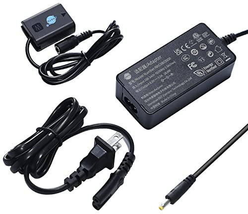 DSTE AC Netzteil Adapter und Dummy Akku Ladegerät Kit Ersetzen NP-FW50 Akku Kompatibel mit Sony Alpha 7 7R 7R II 7S a7R a7R II A5100 A6100 A6400 A6500 DSC-RX10 RX10 II III