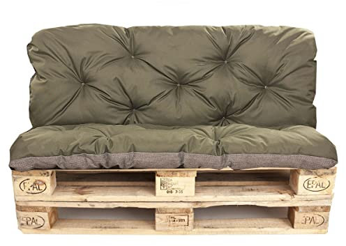 Palettenkissen Outdoor - Palettenkissen Set - Palettenkissen Set Indoor (Sitzkissen 120x60 +Rückenlehne 120x50, Grün)