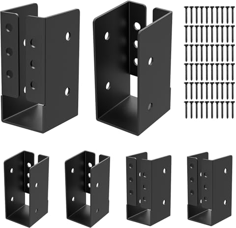 FMhotu Concealed Joist Hanger (6 Pack, 2x4 Outdoor Concealed-Flange Joist Bracket with Screws, Q235B Steel Powder Coated Concealed Mount Light Joist Hangers for 2x4 Beam, Swing, Handrail, Fence