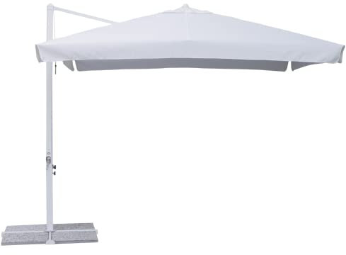 Gruppo Maruccia - Ombrellone da Giardino 3x3 Metri Bianco - Palo Laterale a Sbalzo in Alluminio - Telo Idrorepellente Anti Raggi Uv (Bianco)