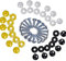 JEOPKO Car Number Plate Fixing Kit, Screws & Caps Number Plate Screw Caps Car Registration Plate Fixings, 18 Screws, 18 Caps,Number Plate Fixing Fitting Kit, White Yellow & Black Caps.