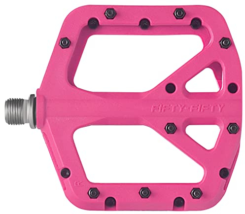 FIFTY-FIFTY Pedales VTT, Antidérapantes, Composite en Nylon, 9/16 Pouces, Légères et Plateforme Plate Large pour Vélos(Rose)