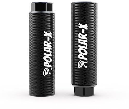 Volo Polar-X Bike Pegs für 3/8 Zoll Solid Achsen BMX Zubehör Hintere Front Fußraste Straße Stunt Aluminiumlegierung Anti-Rutsch Leichtes Fahrrad Kinder Radfahren Roller (Schwarz)