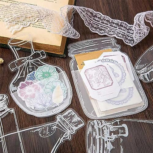 Kaluofan Transparente Lesezeichen mit Getrockneten Blumen - 40 Stück Personalisierte Kinder Lesezeichen mit Glaswaren Aufkleber und DIY Option