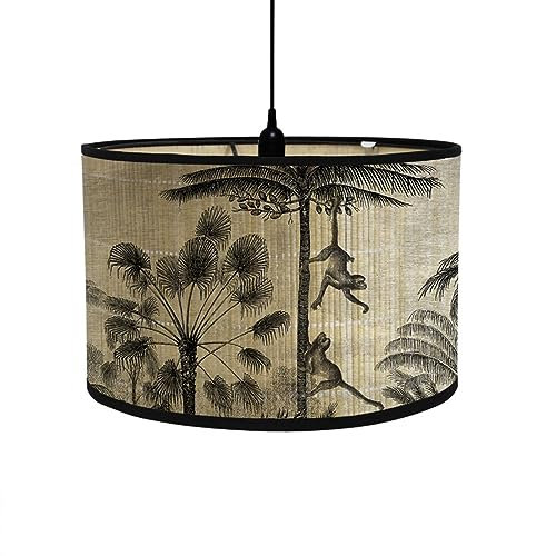 FANSU Abat-Jour en Tissu Classique Tambour Abat-jour, Plante Oiseau Remplacement Abat, Jour Fait à la Main, pour Lampe de Table Suspension Lampe de Chevet Lampadaire (Animal,30x30x20cm)