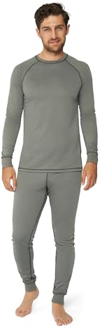 DANISH ENDURANCE Funktionsunterwäsche Set, Unisex Thermounterwäsche, Skiunterwäsche, Lange Unterhose & Langarmshirt, Atmungsaktiv, Bequem, für Damen & Herren, Grau/Schwarz, 2XL