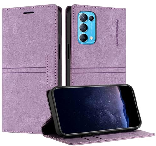 TOUCASA Handyhülle für Oppo Reno 5 5G / Find X3 Lite, PU Leder Brieftasche Flip Stoßfest Hülle, mit [Kartenfächer] [Magnetverschluss] [Ständer] Kompatibel mit Oppo Find X3 Lite (Lila)