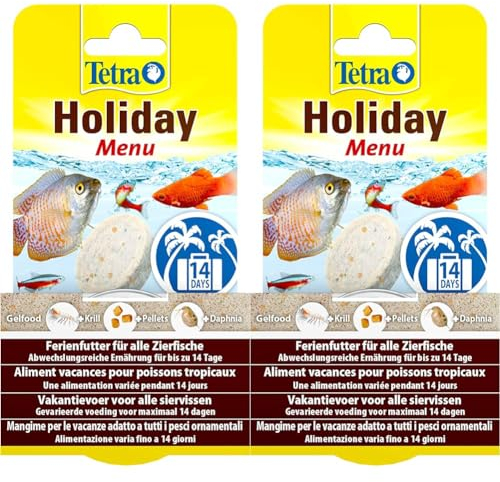 Tetra Holiday Menu - Ferienfutter für Zierfische, Gelfutterblock mit Krill, Pellets und Daphnia, abwechslungsreiche Ernährung für bis zu 14 Tage, 30g (Packung mit 2)