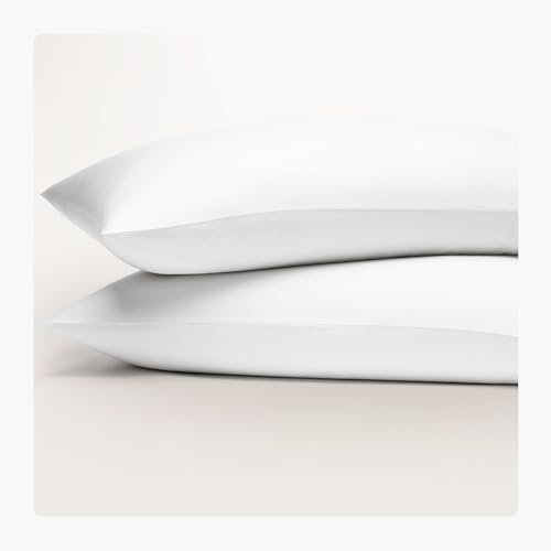 Seralino Satin Kissenbezug 50x70 Weiß (2er Set) aus 100% Bio Baumwolle, Oeko-Tex Zertifiziert, Kopfkissenbezug weich & atmungsaktiv, Kissenbezug 70x50 mit Reißverschluss, Kissenhülle 50x70 Baumwolle