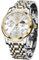 OLEVS Bicolor Armbanduhr Herren Edelstahl Quarz Analog Uhr Herren Silber Gold Metallarmband Elegante Weiß Zifferblatt Herrenuhr Großes Chronograph Mode Wasserdicht Uhren Männer mit Datum Mondphase