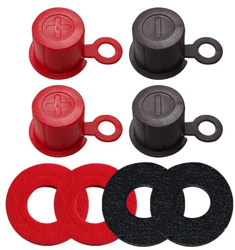 Ampper Top Post Plastic Battery Post Caps, Battery Post Terminal Cover Insulator Protector W/Washers for Car, Vehicle, RV and Boat (Cap, 2 Sets)
