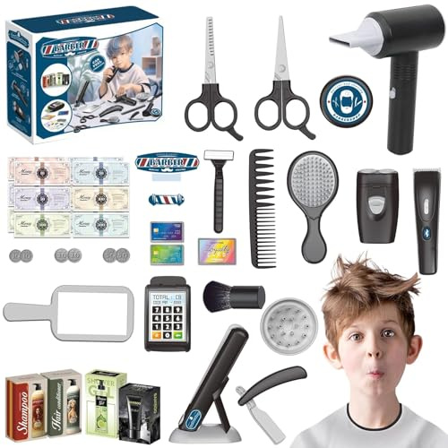 Friseur-und Schminktaschen-Beauty-Set,36 Stück Kinderschminke Set Spielzeug,Styling,Make-Up-Accessoires,Spielset,Kinder Friseur Set,Rollenspielzeug für Jungen & Mädchen Ab 3 Jahren.