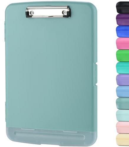 ZCZN Klemmbrett a4 mit Deckel, Schreibbrett mit Aufbewahrung, Kunststoff-Schreibbrett für Schule, Industrie und Büro, Dunkelgrün