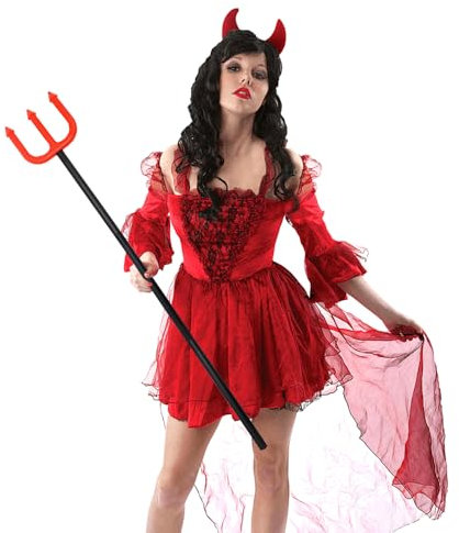 Hollylife Fork Plaything Halloween Cosplay Costume Props 111cm Plastic Fork Spears Scepter Fork Mermaid Devil Dress up Wand Role Play Detachable Halloween Party Present (Red)
