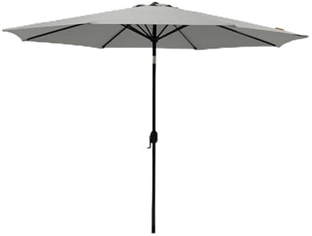 JJ. Parasol droit rond inclinable Juanito Ø300 cm Parasol droit Ø3 m Ouverture avec manivelle Toile professionnelle 240g/m2 renforcée résistante aux UV Gris argile