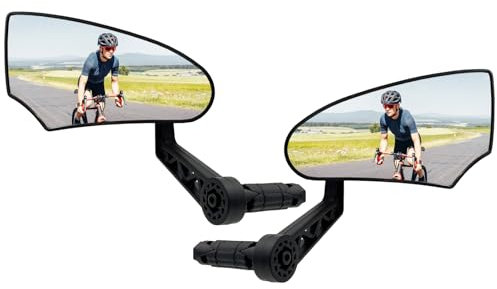 Homieway fahrradspiegel 2 Stück, Echtglas HD Fahrrad Rückspiegel, Konvexer Fahrradlenkerspiegel, Einklappbar Fahrrad Spiegel für E Bike Lenker Links &Rechts (14-20mm)