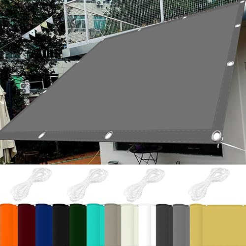 Sonnensegel Balkon 2.2 x 7 m 98% UV Schutz Sonnensegel Terrassenüberdachung mit Ösen Und Kordel,Ohne Bohren für Garten Balkon Terrasse Camping, Hellgrau