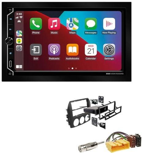 ESX VMX700DAB 2-DIN Autoradio kompatibel mit Wireless Apple CarPlay Android Auto Bluetooth DAB+ passend für Mazda MX-5 III 2005-2008 schwarz