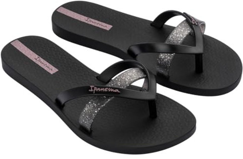 Ipanema Women's Kirei Chic Fem Flip-Flop, Black Glitter Purple, 4 UK
