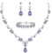 EVER FAITH Schmuck Set für Damen Hochzeit Party Cubic Zirkonia Fashion Floral Blatt Halskette,Baumeln Ohrringe und Tennis Armband Lila Silber-Ton