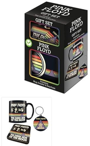 Pyramid International Pink Floyd Coffret cadeau (tasse, dessous de verre et porte-clés) – Produit officiel, tasse en céramique de qualité supérieure, dessous de verre et porte-clés, fans et