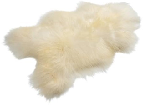 Decorating Sheepskins Peau de Mouton mérinos véritable de qualité supérieure Peau d'agneau véritable, Douce et Moelleuse, Fourrure pour chaises, Peau de (Blanc Naturel Islande, 110 x 120 cm)