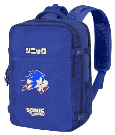 Sonic The Hedgehog - SEGA Action-Large Mercury Travel Backpack 47x23x33cm, Blue, Capacity 35 L