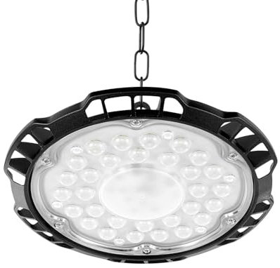 Bellanny UFO Hallenstrahler Werkstattlampe 150W 15000LM Superhelle Industrielampe LED Werkstatt Deckenleuchte, 6500K Kaltweiß Deckenstrahler, LED Hallenbeleuchtung für Fabriken Garage Lagerhaus Stadi