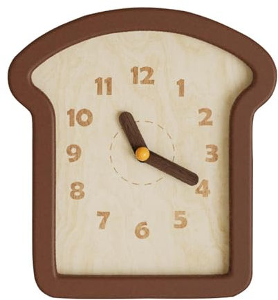 LOVIVER Holz Toast Form Wanduhr Dekoration 23cm x 25cm Stumm Schweigen für Schlafzimmer Multifunktionale
